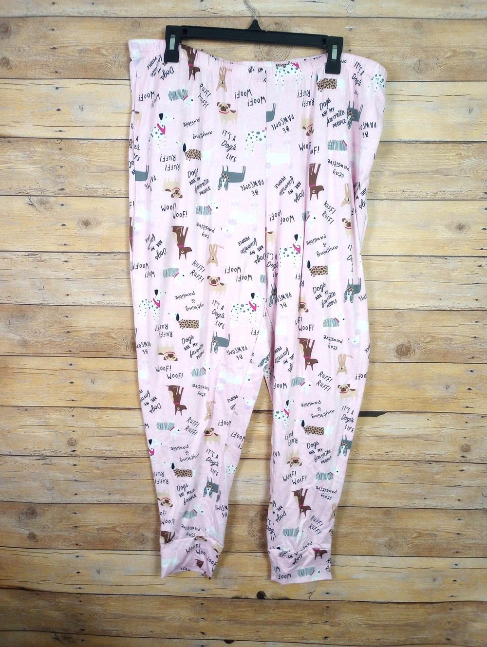 Women Pajama PJ Pants 2X 18W/20W Pink Dogs Woof Ruff Ruff Walmart